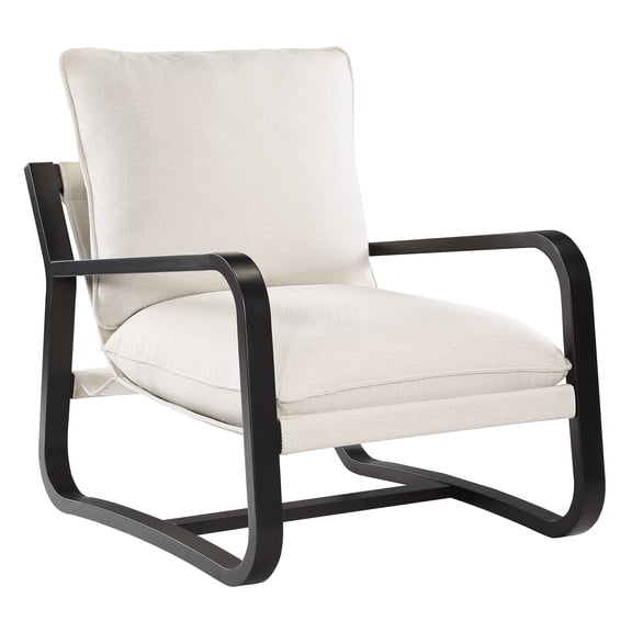 Blaire Modern Sling Chair with Oatmeal Fabric Upholstery and Bronze Metal Frame for Living Room, Bedroom