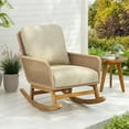 thumbnail image 1 of Blaire Outdoor Patio Wicker Rocking Chair with Cushions, Solid Wood Frame, Beige, 1 of 7