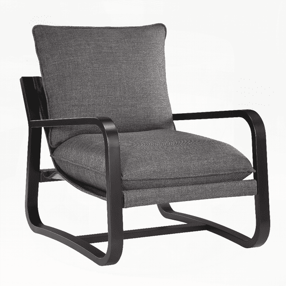 Blaire Sling Chair - 1-Piece with Metal Frame and Charcoal Fabric Upholstery