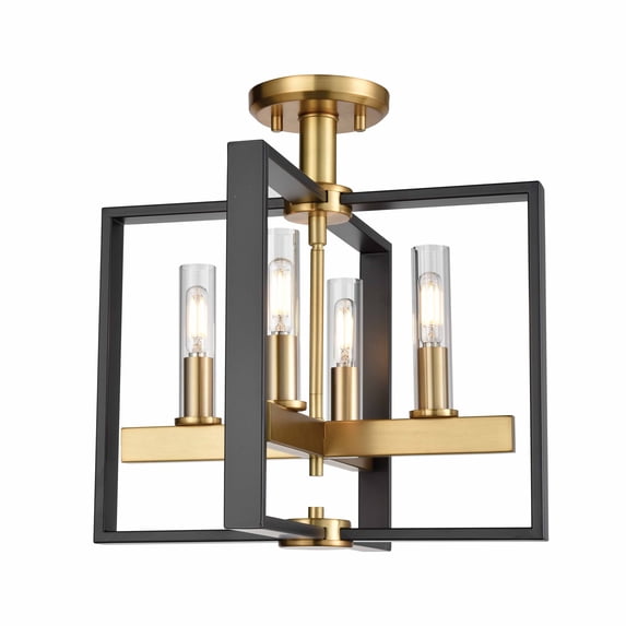 Blairmore 4 Light Semi-Flush Mount Venetian Brass and Graphite with Clear Glass
