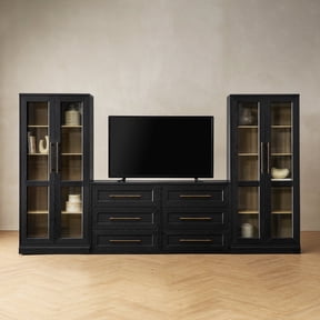 Mopio, Blake 4 Piece Entertainment Center with Storage, Black - Walmart.com