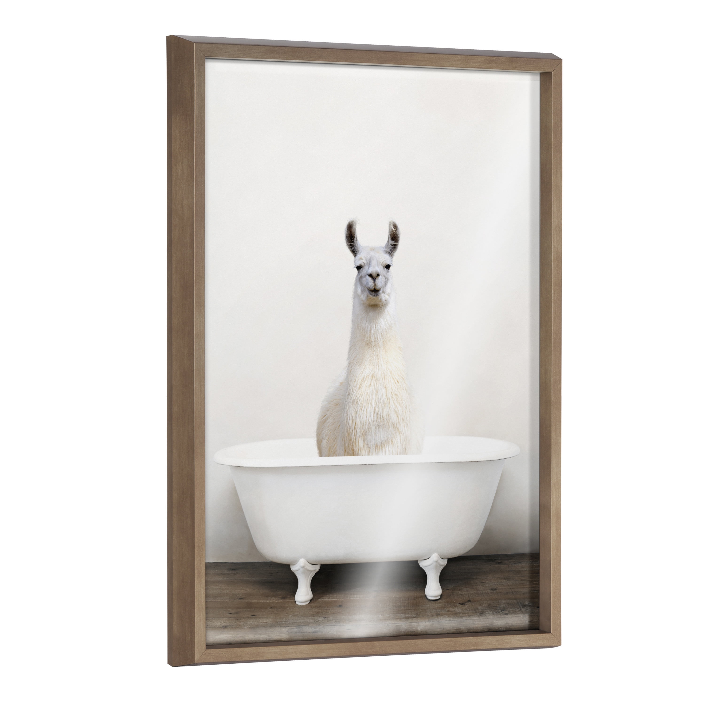 Gold Framed Alpaca in Tub Digital Art Print, 18" x 24"