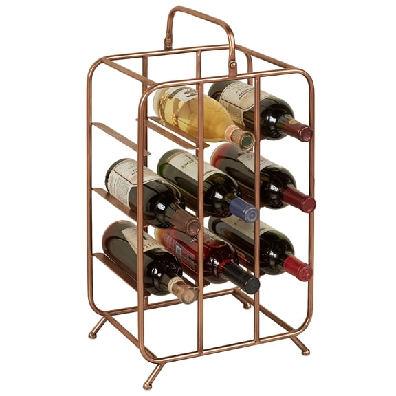 Blake Free Standing 9 Bottle Wine Rack Copper Finish 24 x 13 Inches