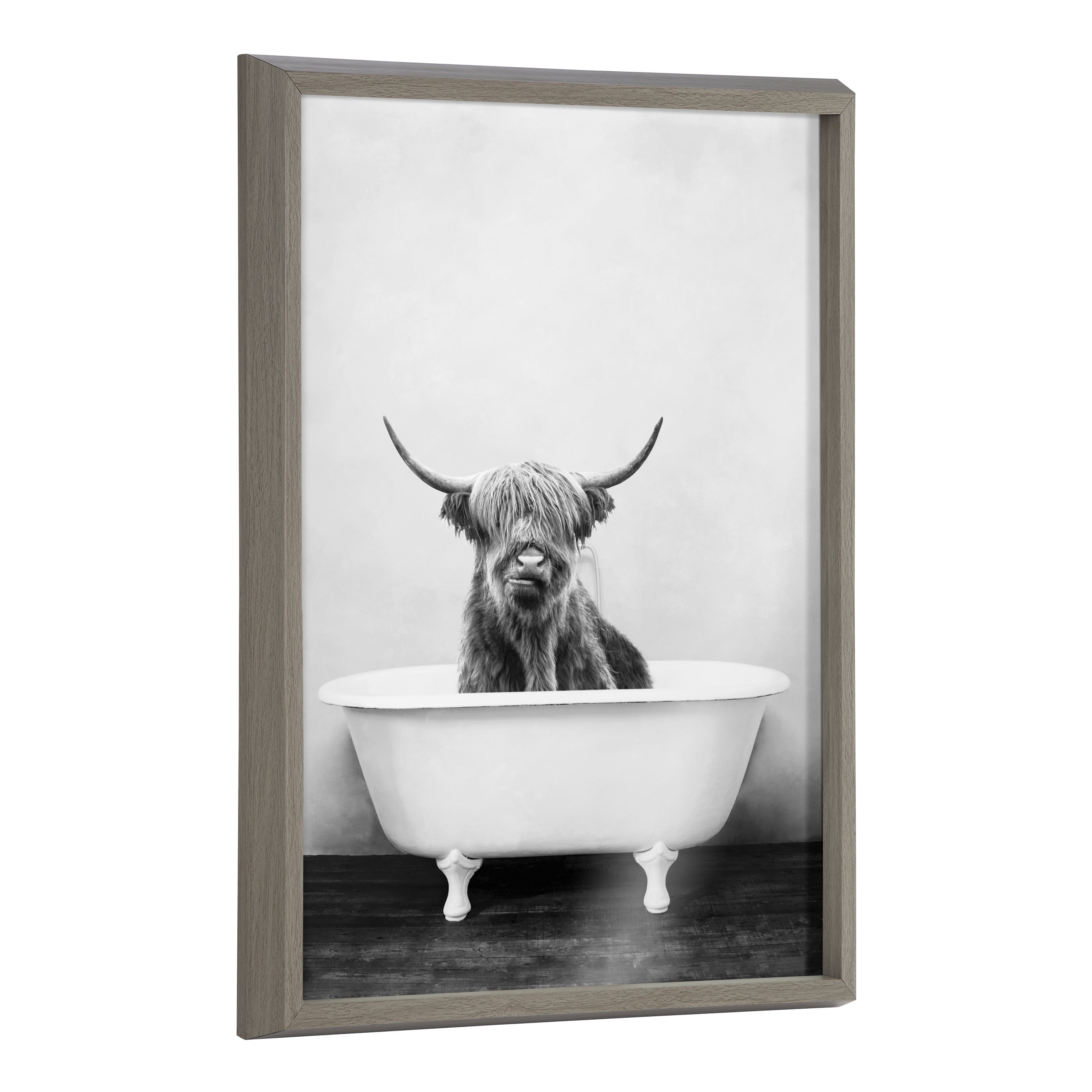Blake Highland Cow in the Tub BW 18 in x 24 in Framed Photography Art Prints, by Kate and Laurel