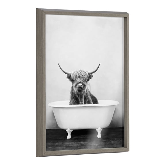 Blake Highland Cow in the Tub BW 18 in x 24 in Framed Photography Art Prints, by Kate and Laurel