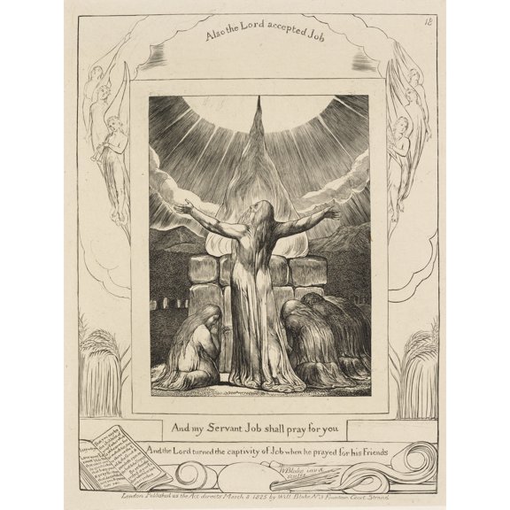 Blake Jobs Sons Daughters Overwhelmed Satan 1825 Painting Extra Large XL Wall Art Poster Print