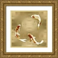 thumbnail image 1 of Blake, Madeline 12x12 Gold Ornate Wood Framed with Double Matting Museum Art Print Titled - Koi on Gold II, 1 of 4