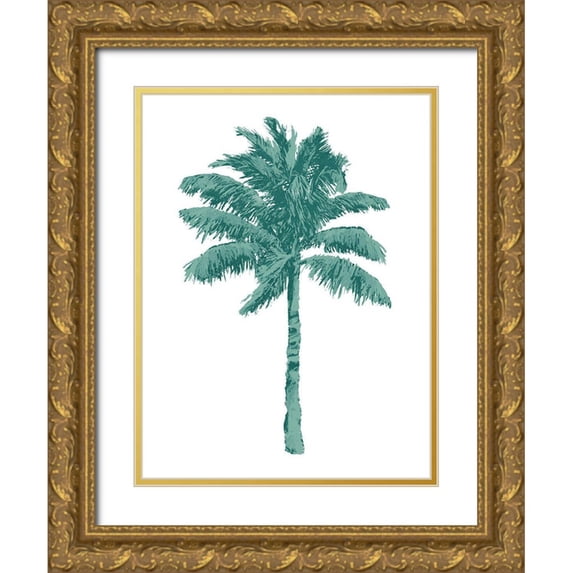 Blake, Madeline 12x14 Gold Ornate Wood Framed with Double Matting Museum Art Print Titled - Palm Green I