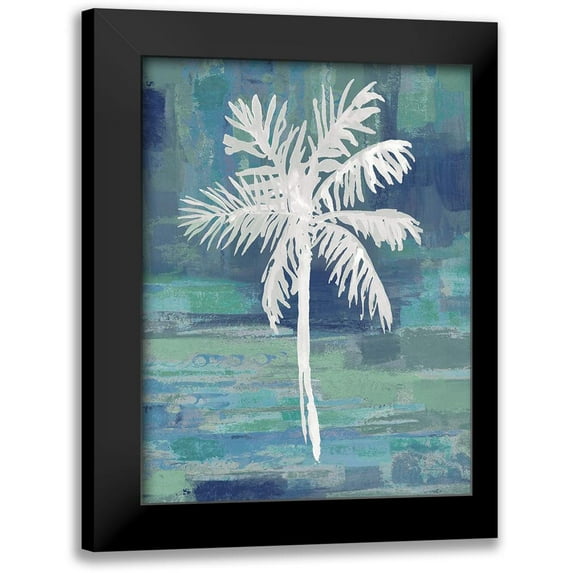 Blake, Madeline 15x18 Black Modern Framed Museum Art Print Titled - Abstract Palm Blue I