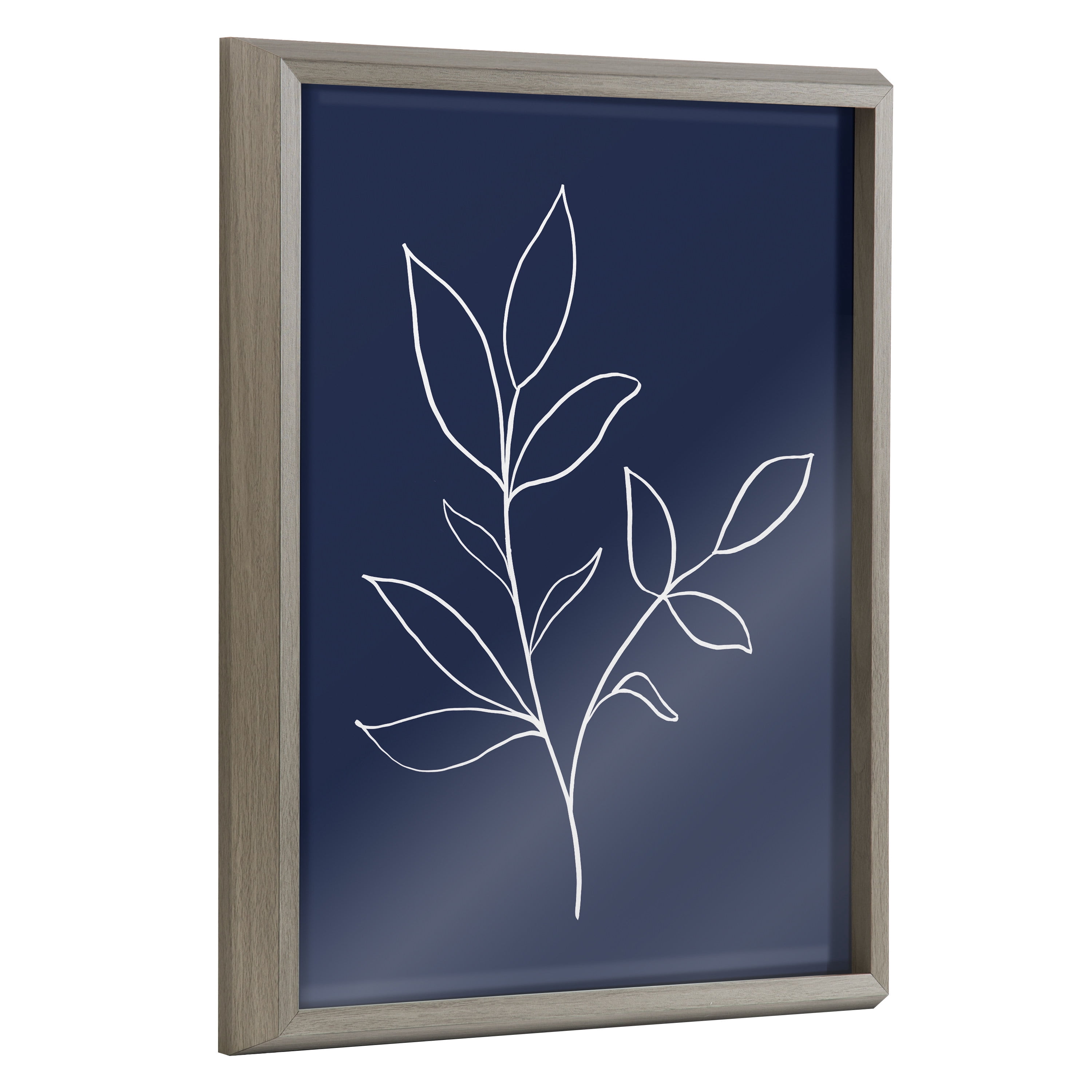 Blake Modern Blue Botanical Line Sketch Print 2 16 in x 20 in Framed Drawing Art Prints, by Kate and Laurel