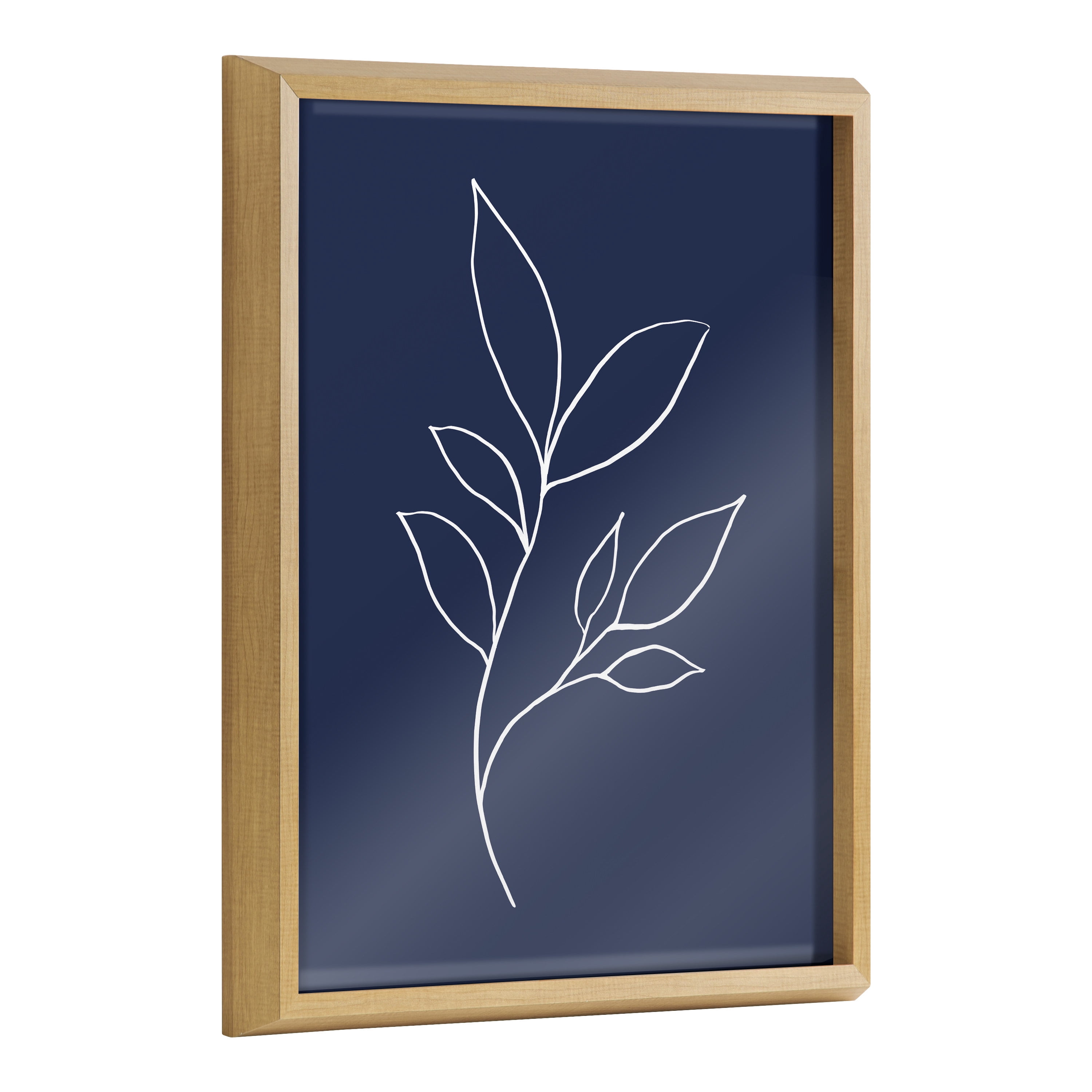 Blake Modern Blue Botanical Line Sketch Print 3 16 in x 20 in Framed Drawing Art Prints, by Kate and Laurel