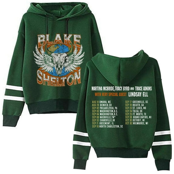 Blake Shelton Fashionable double bar sleeve pocket men's and women's long sleeved hooded sweatshirt