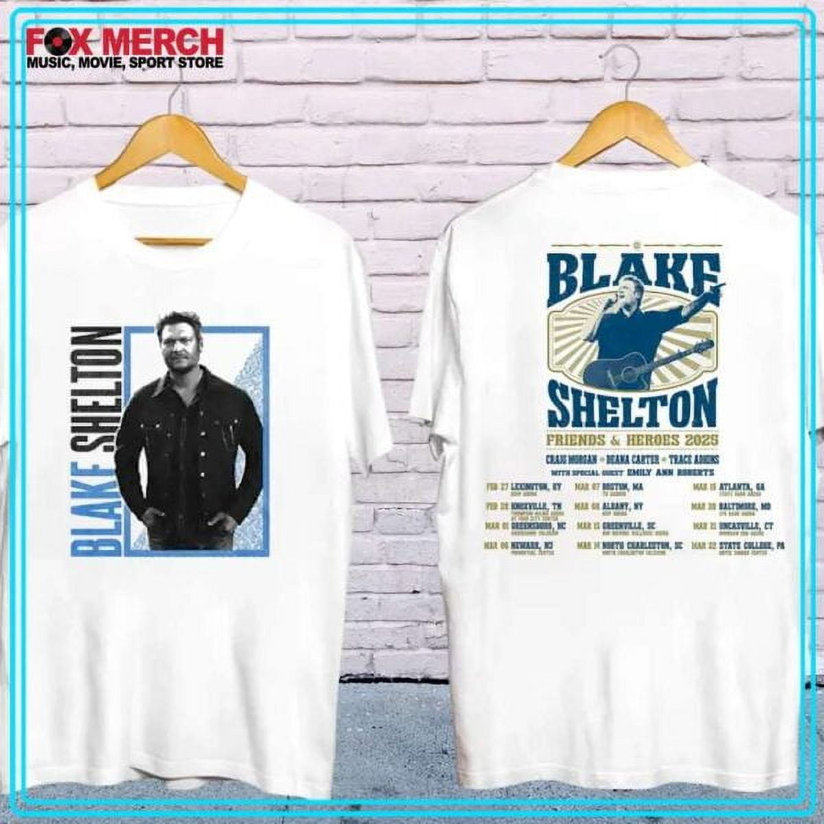 Blake Shelton Friends and Heroes Tour 2025 Concert TShirt