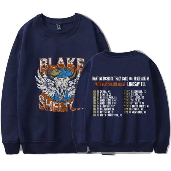 Blake Shelton Merch men's and women's casual retro trend long sleeved round neck pullover