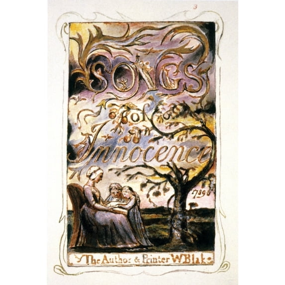 Blake Songs Of Innocence. Ntitle-Page Of William Blake'S Collection Of Lyrical Poems 'Songs Of Innocence.' Color Relief