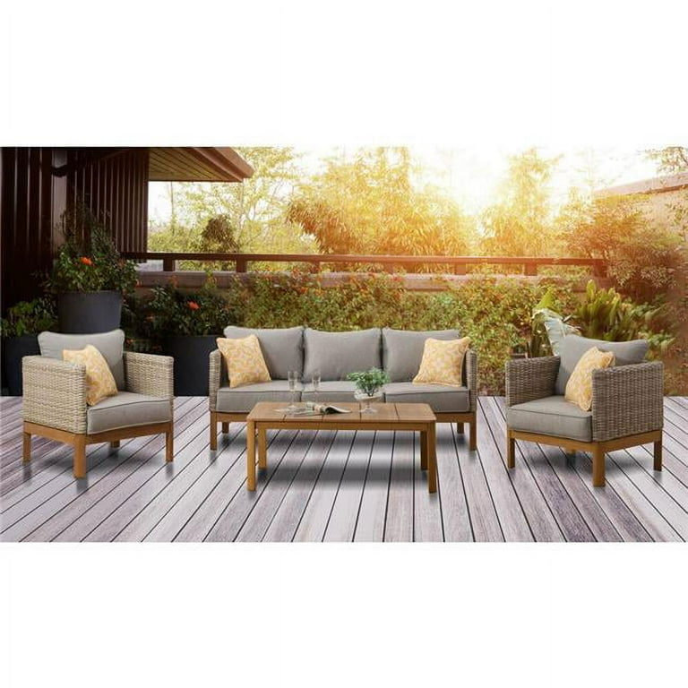 Blake Wicker Patio Conversation Deep Seating Set with Gray