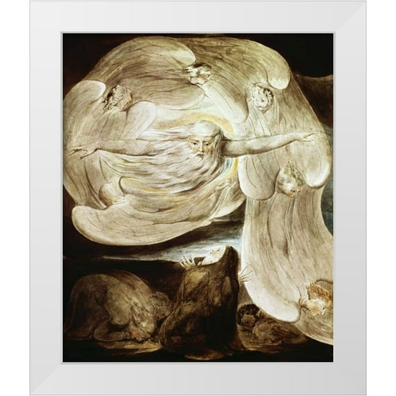 Blake, William 12x14 White Modern Wood Framed Museum Art Print Titled - Job and the Whirlwind