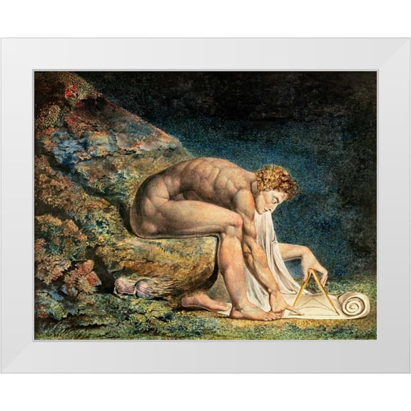 Blake, William 14x12 White Modern Wood Framed Museum Art Print Titled - Newton