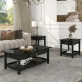 thumbnail image 1 of Blake Wood and Fause Marble Top 3-Piece Coffee Table Set, Black, 1 of 14