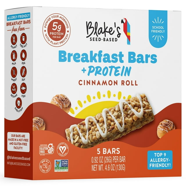 Blake’s Seed Based Breakfast Bars with Protein — Cinnamon Roll 5ct, Top 9 Allergen Free