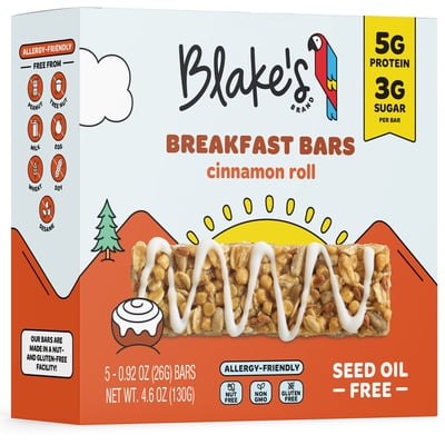 Blake's Cinnamon Roll Breakfast Bars + Protein, 4.6oz, 5 Count