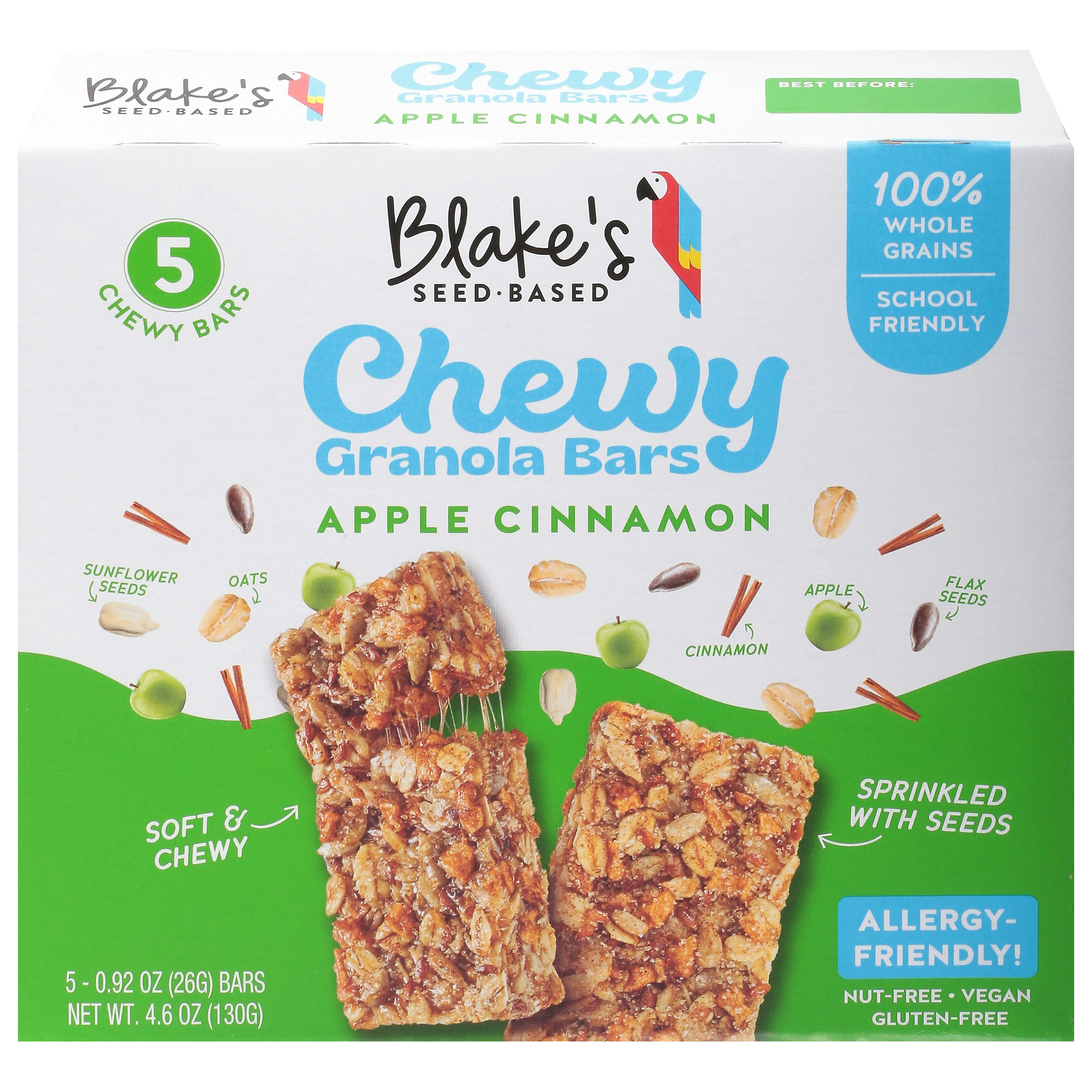 Blake's Seed-Based Chewy Apple Cinnamon Bars 5 Count 4.6 oz (Pack of 6)