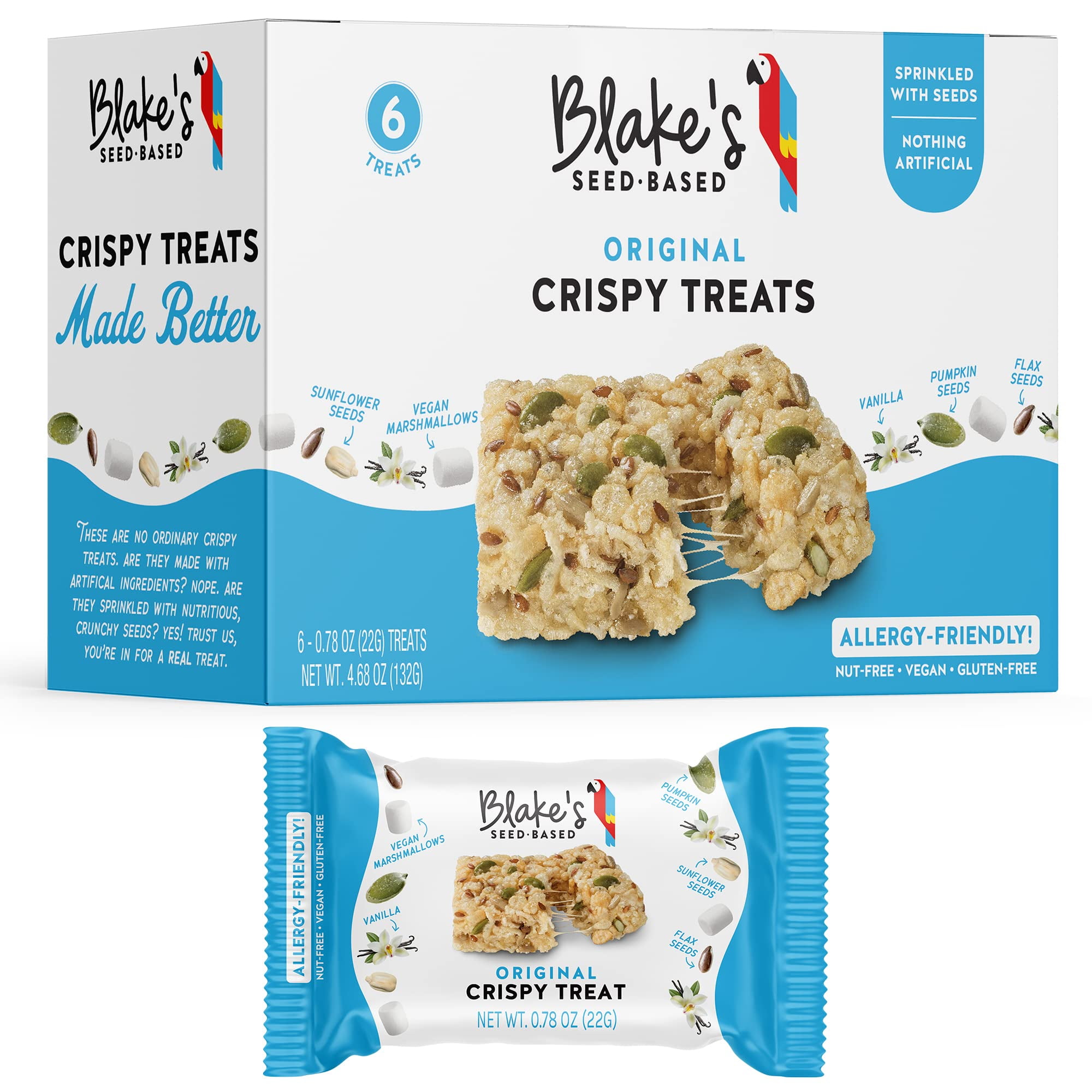 Blake’s Seed Based Crispy Treats Original (6 Count), Vegan, Gluten Free, Nut Free & Dairy Free