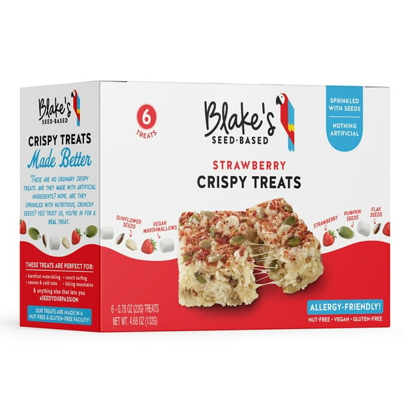 Blakes Seed Based Crispy Treats Strawberry 6ct, Top 9 Allergen Free