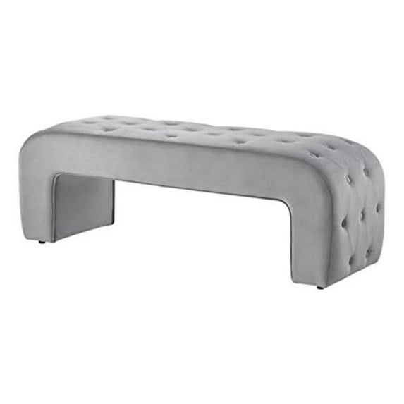 Posh Living Blakelyn Velvet Bench Grey