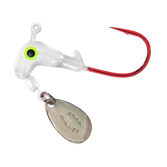 Road Runner Original Barbed Head Bleeding Bait Hook 1/16oz Underspin Jighead White 4PK