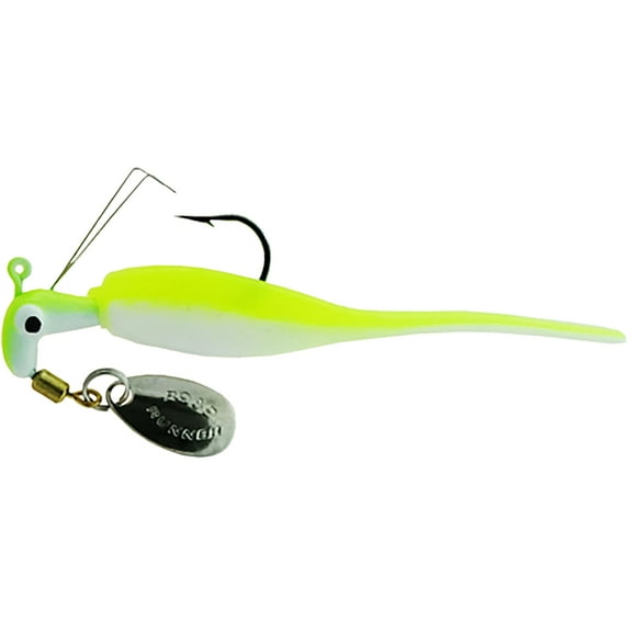 Road Runner Slab Runner Weedless Underspin with Baby Shad Jig Bone White Chartruese 1/8 oz