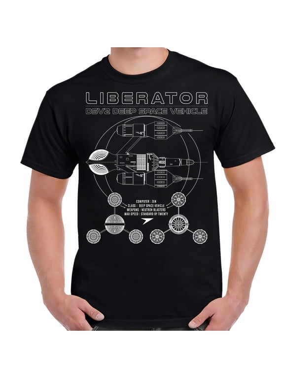 Blakes 7 LIberator Schematic Adult T-Shirt-Small