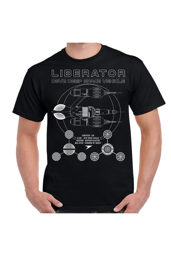 Blakes 7 LIberator Schematic Adult T-Shirt-Small