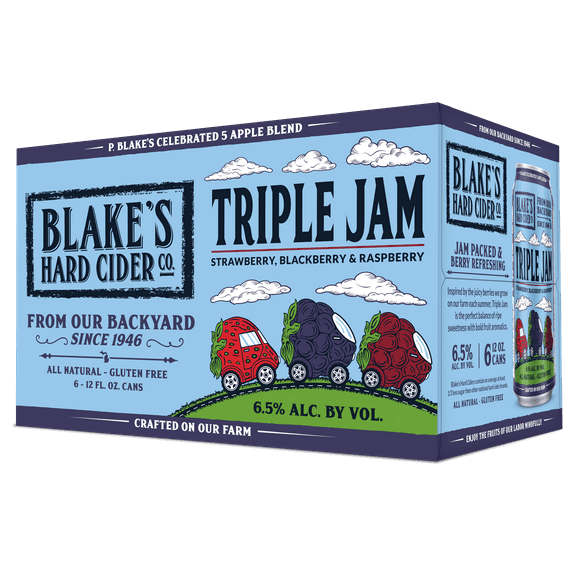 Blakes Gluten Free Triple Jam Cider 6 Pack, 12 fl oz Cans, 6.5% ABV