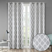 Blakesly Blackout Curtains Patio Window, Ikat Print, Grommet Top Living Room Decor, Living Room Decor, Thermal Insulated Light Blocking Drape For Bedroom And Apartments, 50" X 95", Grey