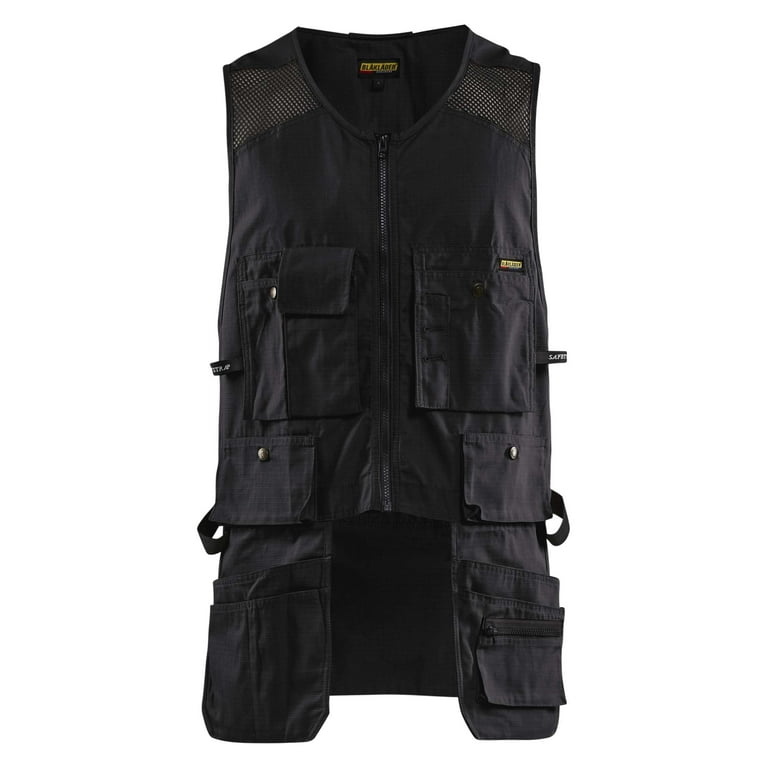 Blaklader Black Rip Stop Mesh Utility Vest for Carpentry