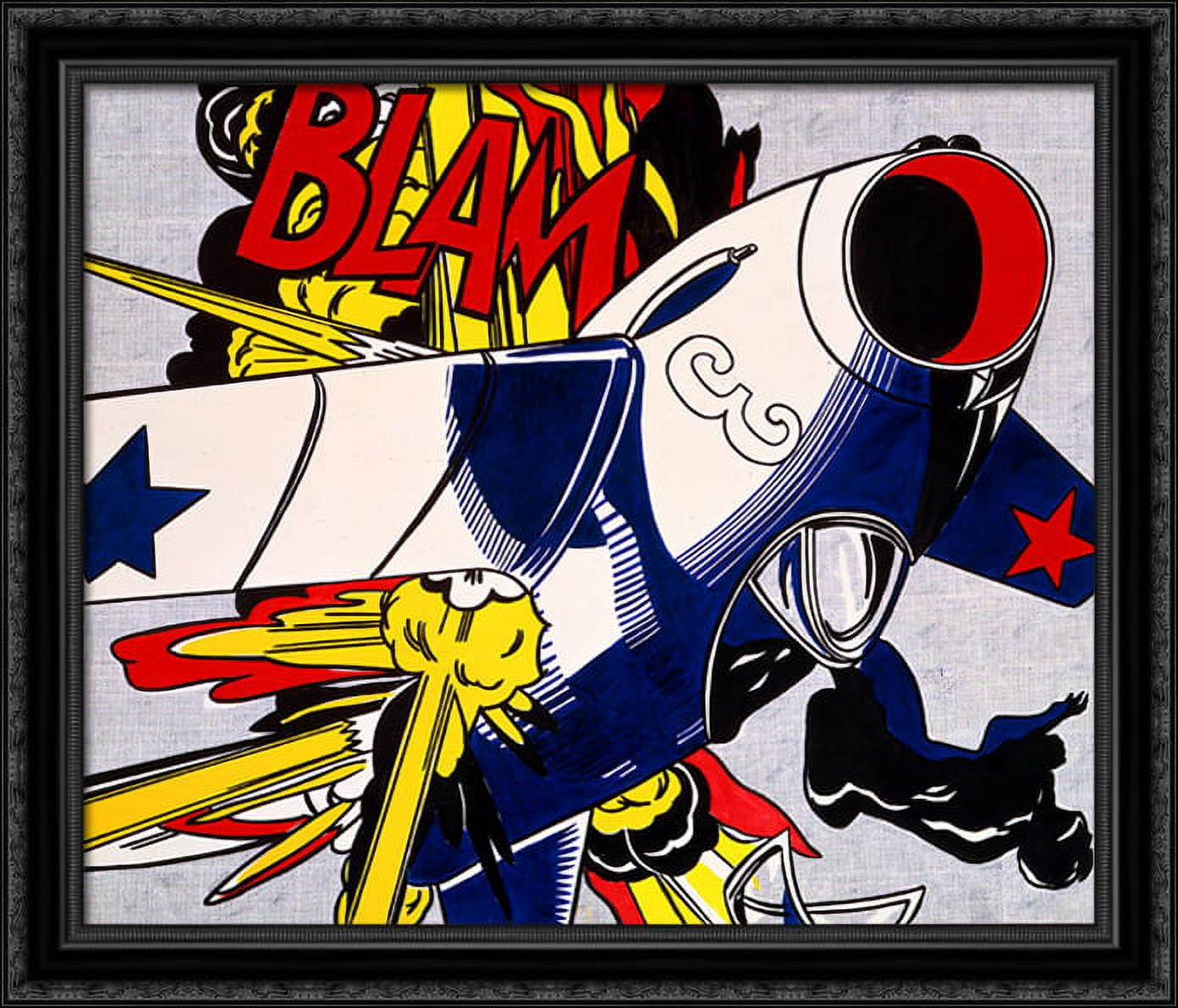 Blam 32x28 Large Black Ornate Wood Framed Canvas Art by Roy