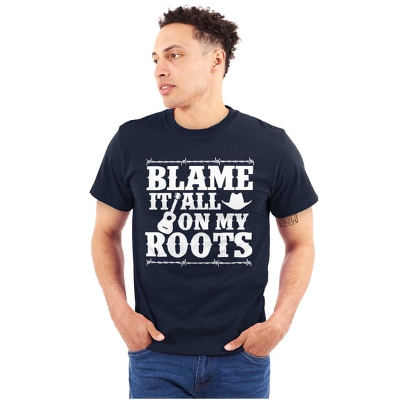 Blame It On My Roots Country Music Men's Graphic T Shirt Tees Brisco Brands M