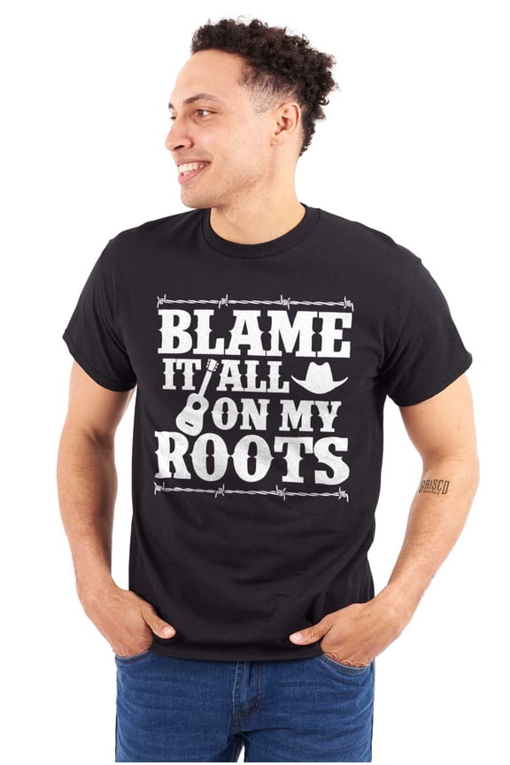 Blame It On My Roots Country Music Men's Graphic T Shirt Tees Brisco Brands S