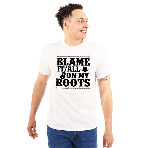 Blame It On My Roots Country Music Men's Graphic T Shirt Tees Brisco Brands S