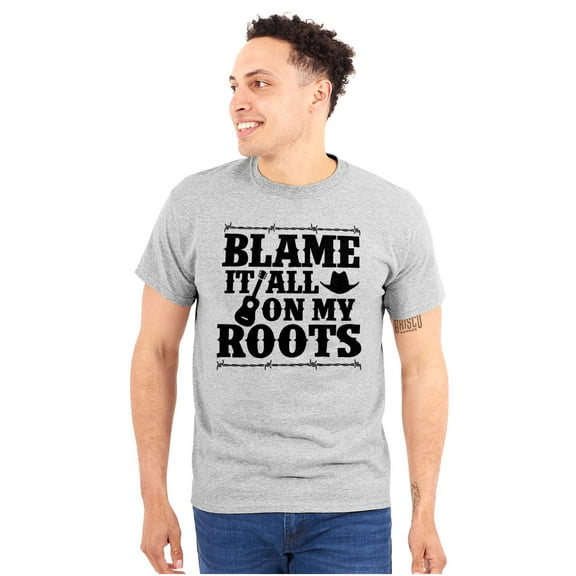 Blame It On My Roots Country Music Men's Graphic T Shirt Tees Brisco Brands X