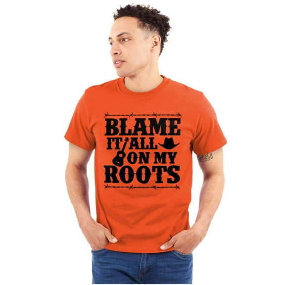 Blame It On My Roots Country Music Plus Size Crewneck Graphic Tee Shirt Brisco Brands 5X