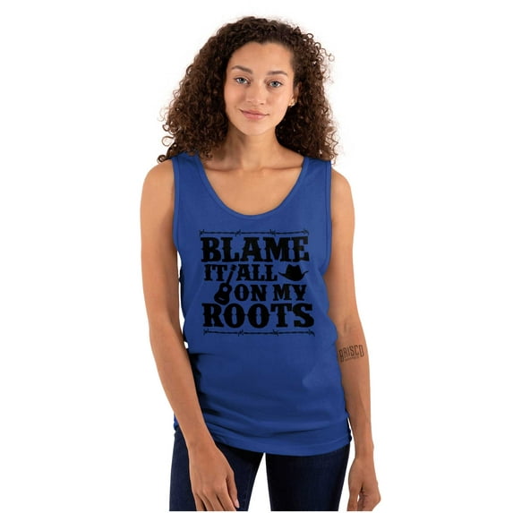 Blame It On My Roots Country Music Tank Top T Shirts Men Women Brisco Brands X