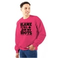 thumbnail image 1 of Blame It On My Roots Country Music Unisex Plus Fleece Graphic Sweatshirt Brisco Brands 5X, 1 of 5