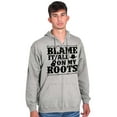 thumbnail image 1 of Blame It On My Roots Country Music Unisex Fleece Graphic Zip Up Hoodie Brisco Brands 2X, 1 of 5