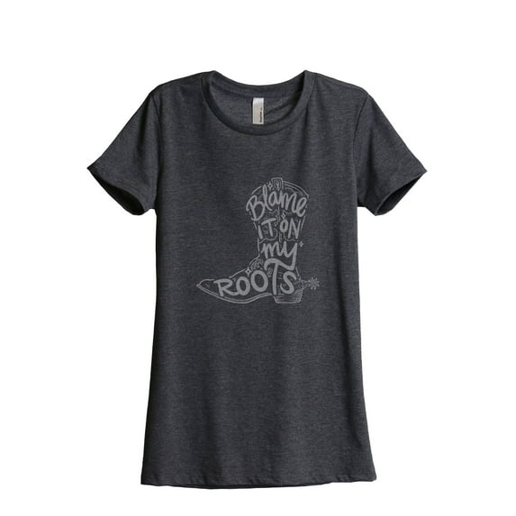 Blame It On My Roots Women's Fashion Relaxed T-Shirt Tee Charcoal Grey Large