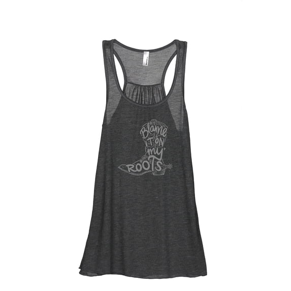 Blame It On My Roots Women's Fashion Sleeveless Flowy Racerback Workout Yoga Tank Top Charcoal Grey Small