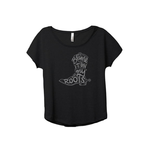 Blame It On My Roots Women's Fashion Slouchy Dolman T-Shirt Tee Heather Black Medium