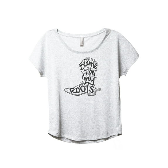 Blame It On My Roots Women's Fashion Slouchy Dolman T-Shirt Tee Heather White 2X-Large