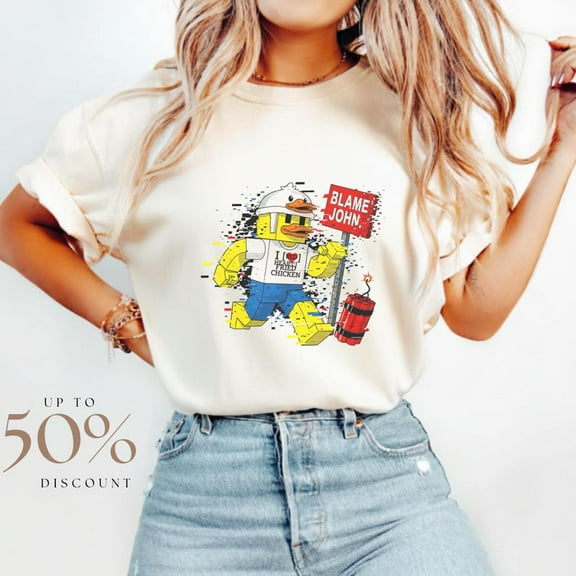 Blame John Shirt, Unisex Gaming Tee, Roblox Meme Top, Funny Gamer Gift, Graphic Front and Back Shirt